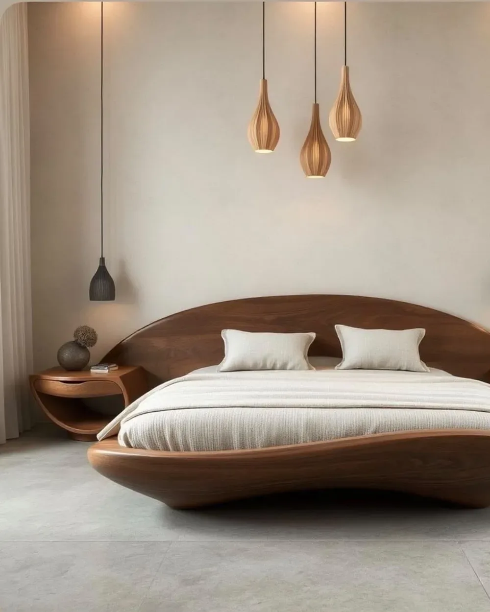 Walnut Wave Bed